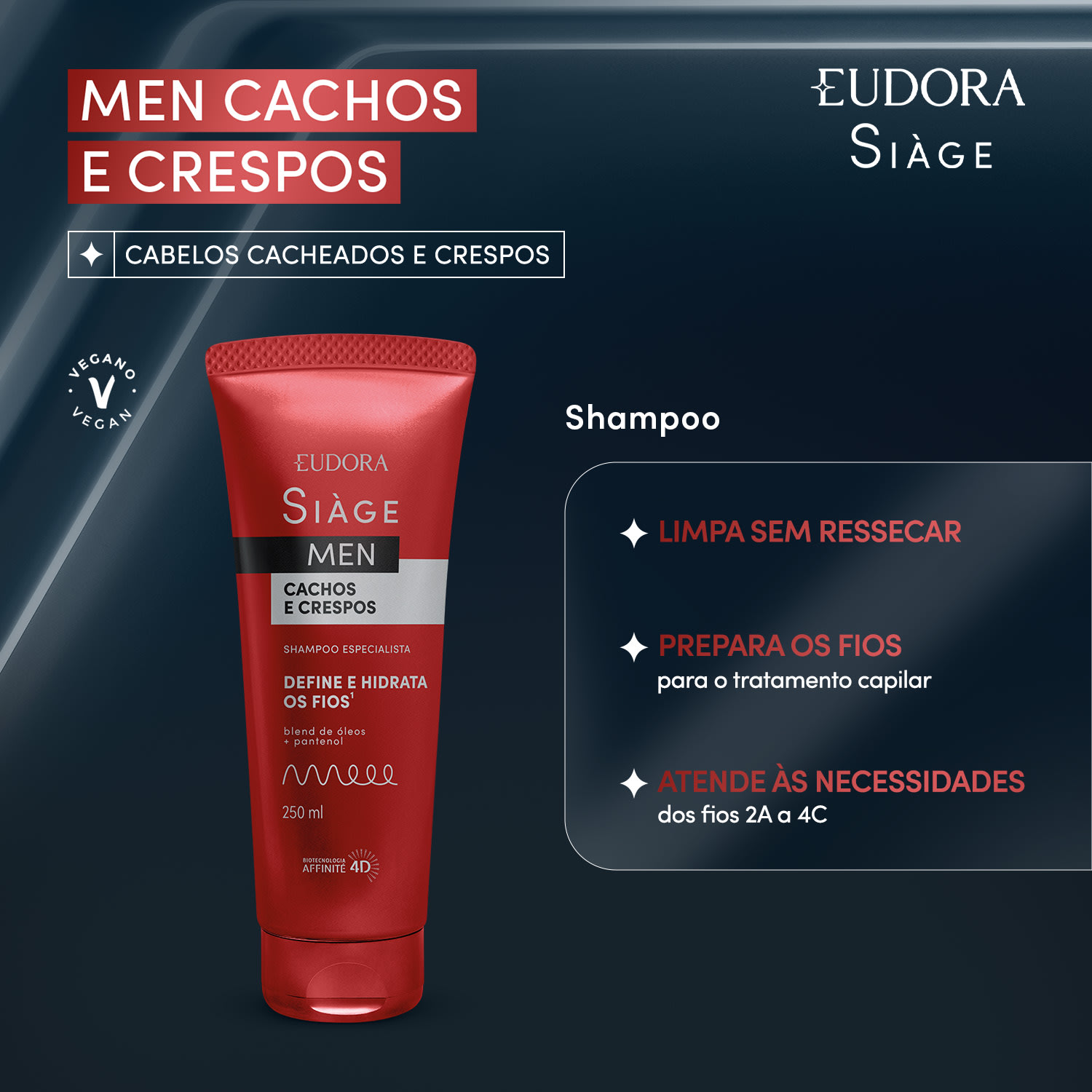SIÀGE Combo Men: Condicionador Cachos e Crespos 200ml + Shampoo Cachos e Crespos 250ml + Oleo Capilar Cachos e Crespos 30ml