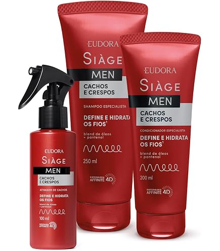 SIÀGE Combo Men: Condicionador Cachos e Crespos 200ml + Shampoo Cachos e Crespos 250ml + Oleo Capilar Cachos e Crespos 30ml