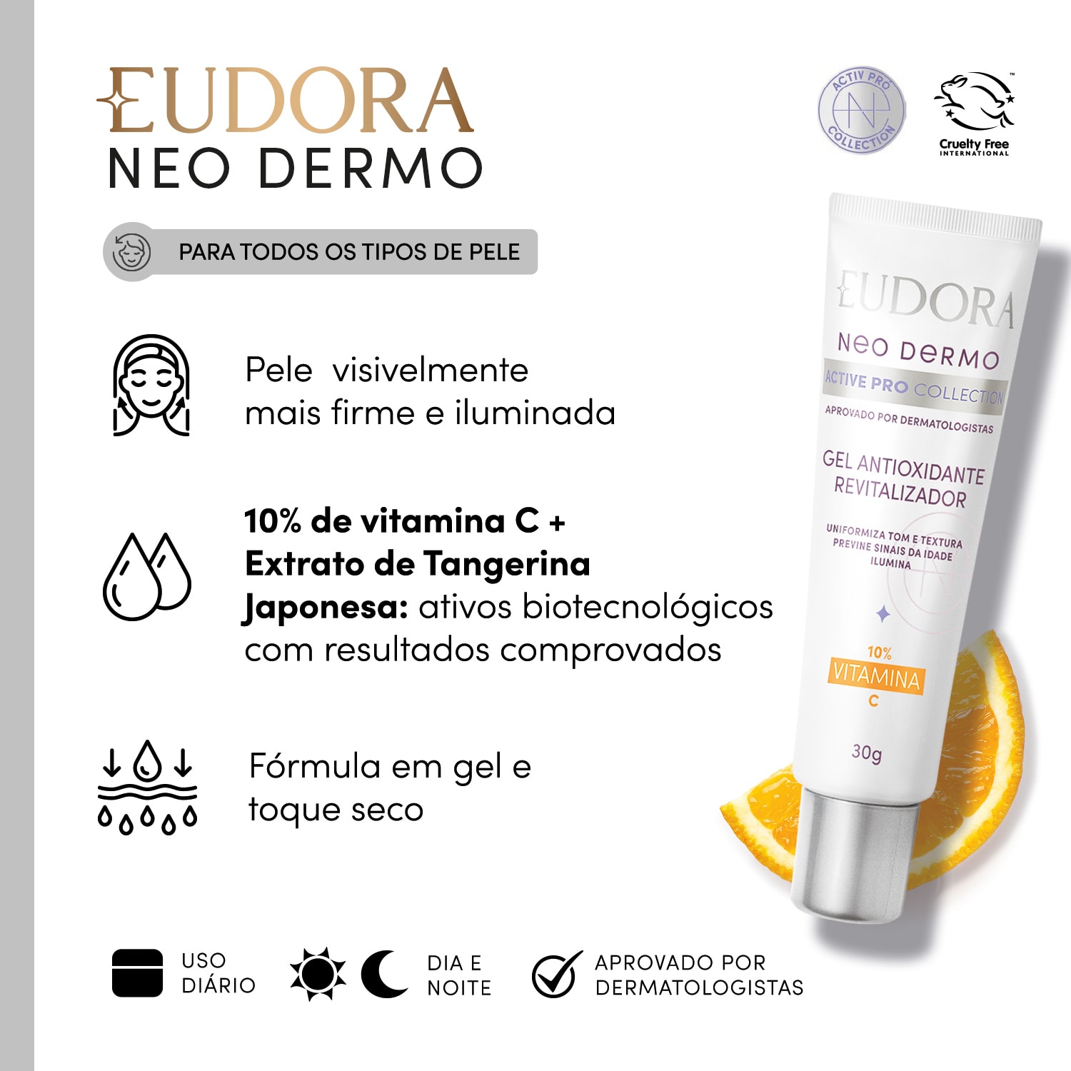 Neo Dermo Combo Neo Dermo: Mousse de Limpeza Facial 150ml + Gel Antioxidante Revitalizador 10% Vitamina C
