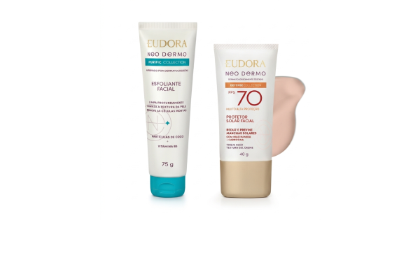 Neo Dermo Combo Neo Dermo: Esfoliante Facial 75g + Protetor Solar Facial COR 1 FPS 70 40ml