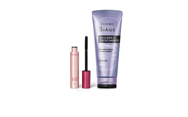 Eudora Combo Máscara para Cílios Super Bold Niina Secrets 10g + Condicionador Siàge Acelera o Crescimento 200ml