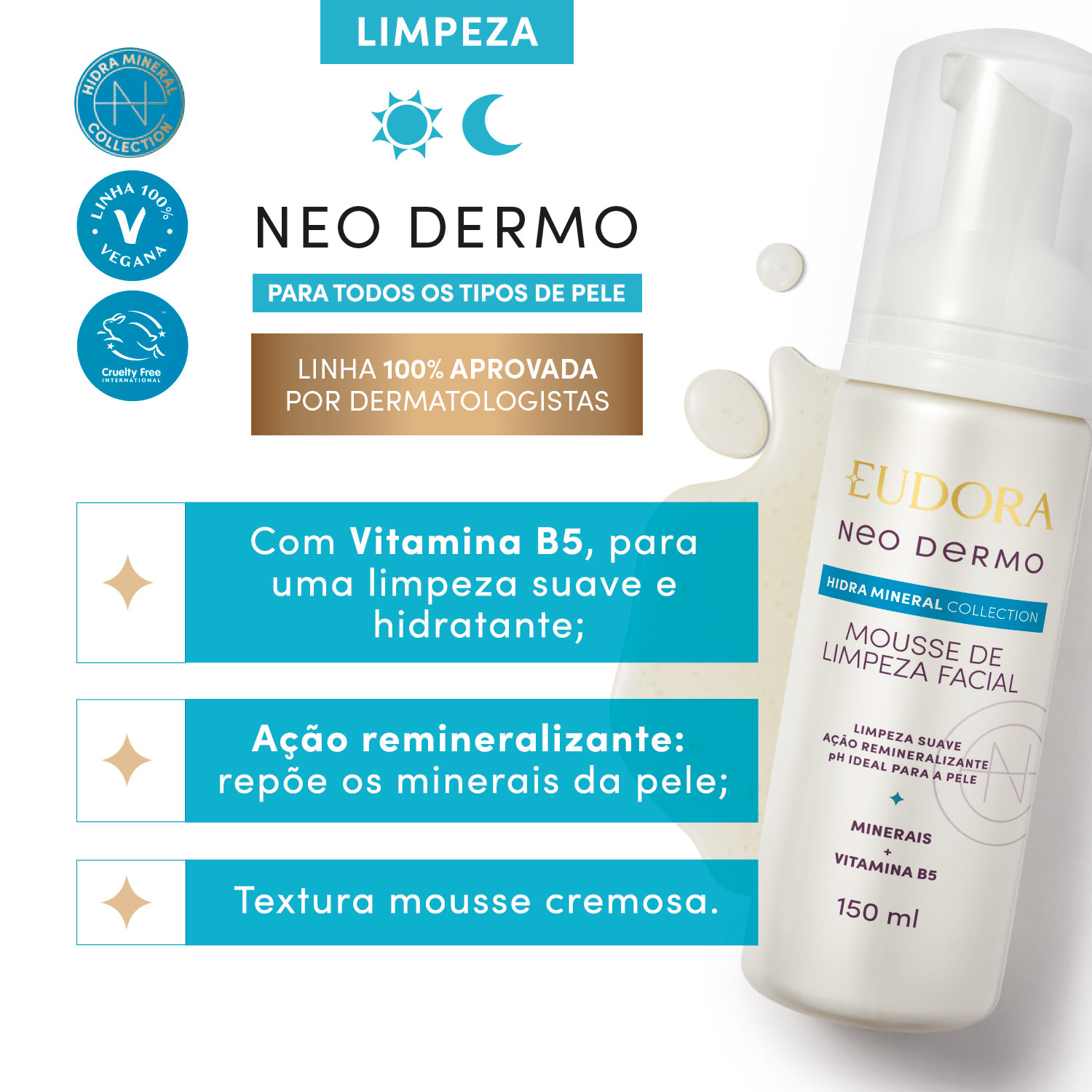 Neo Dermo Combo Neo Dermo: Hidratante Uniformizador Active Pro 50g + Mousse Micelar 150ml