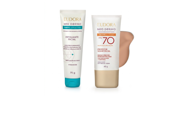 Neo Dermo Combo Esfoliante Facial 75g + Protetor Solar Facial COR 2 FPS 70 40ml