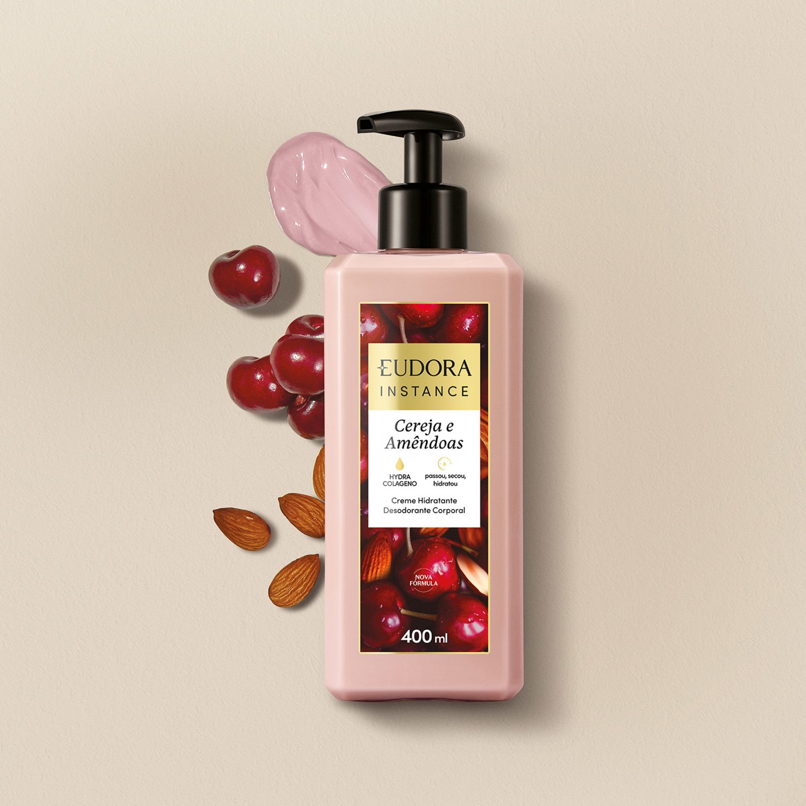Instance Eudora Cereja e Amêndoas - Creme Hidratante Desodorante Corporal 400ml
