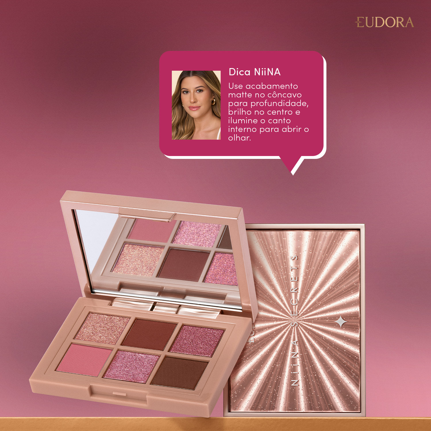 Niina Secrets Combo Niina Secrets: Paleta de Sombras Shine 5,4g + Hidra Balm Vinho 3,2g