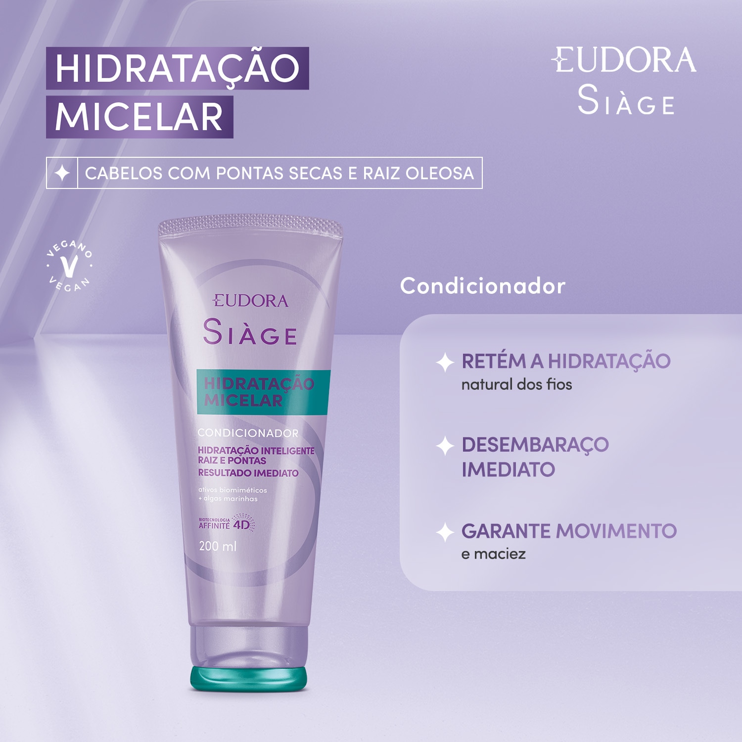 Eudora Combo Siàge Hidratação Micelar: Leave-In 100ml + Condicionador 200ml