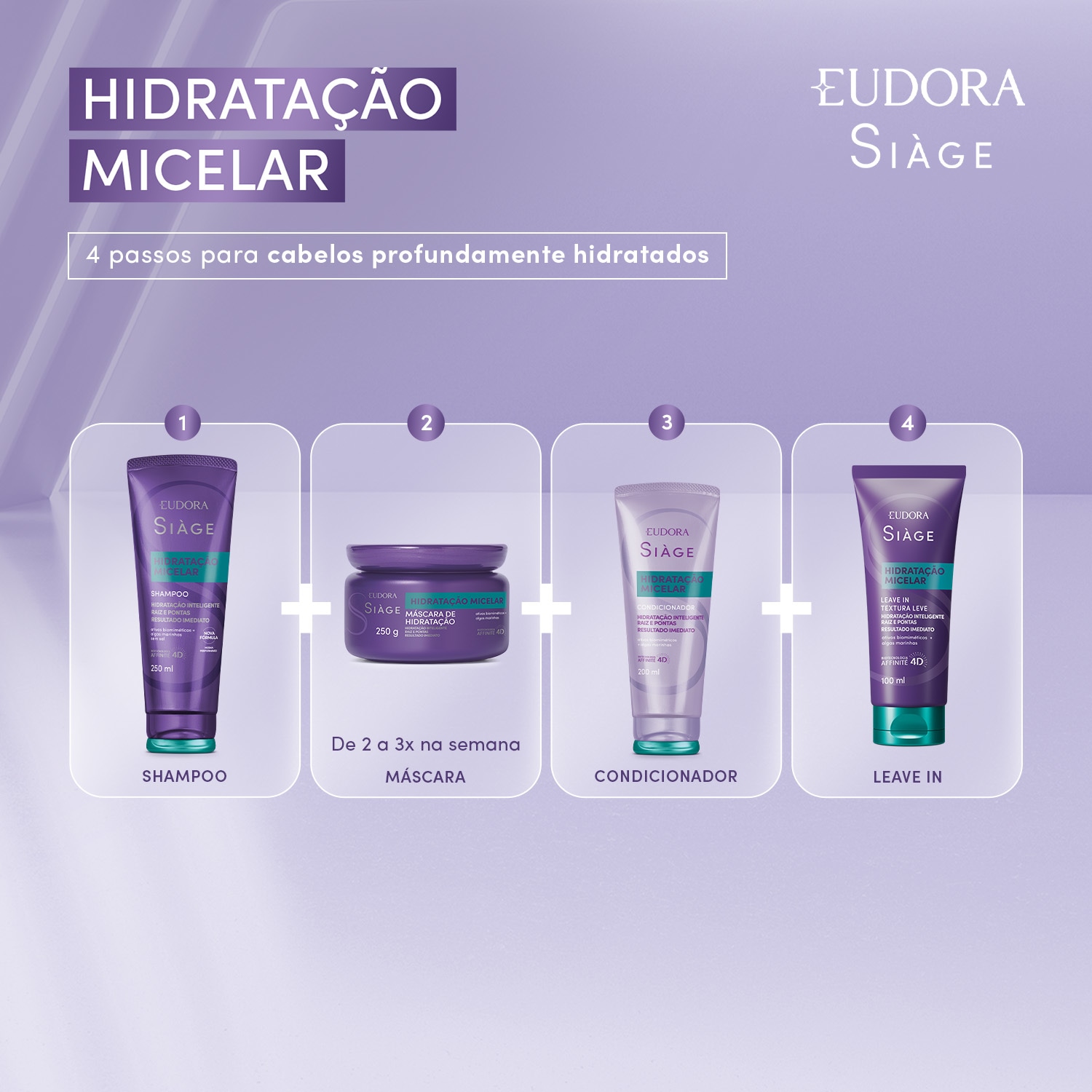 Eudora Combo Siàge Hidratação Micelar: Leave-In 100ml + Condicionador 200ml